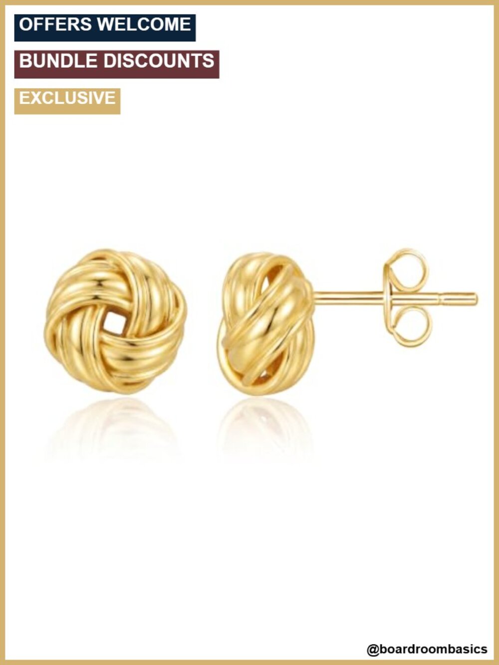 14K Gold Plated Knot Stud Earrings 10mm Twisted Ball Women Everyday